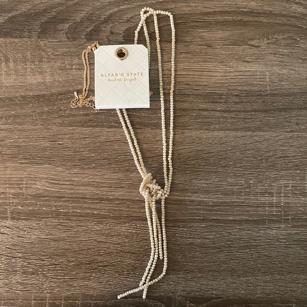 Altar’d State Statement Necklace Cream Beaded Knot. Brand new!